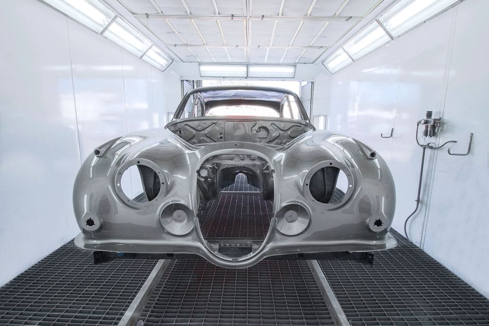 Jaguar Mk2 in the paint booth at Finch Restorations