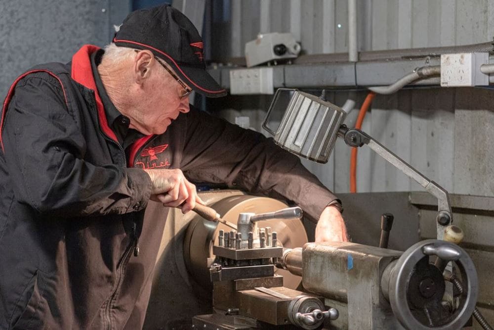 Lathe in the Machine Shop at Finch Restorations